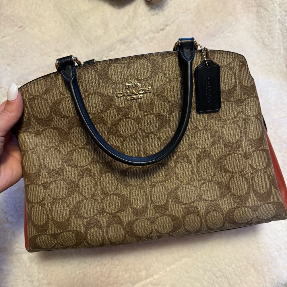 Coach Tan and Brown Signature Satchel